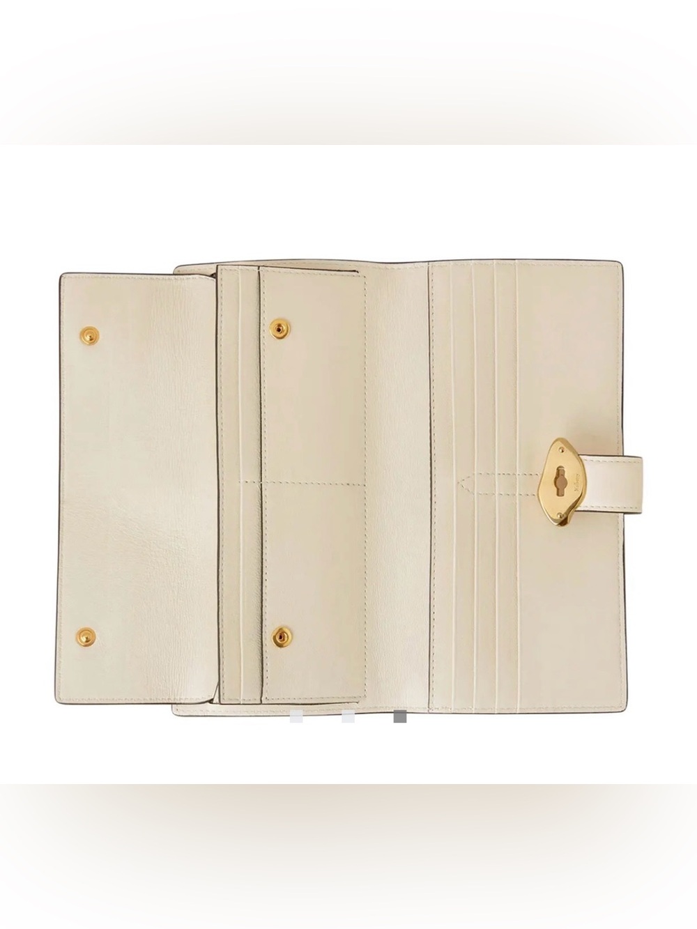 Mulberry Lana Long Bifold Wallet Chalk Leather Gold Foundry Lock - Picture 8 of 10